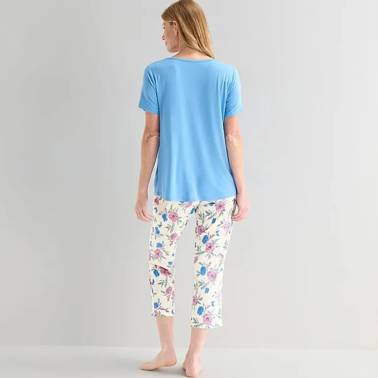 Liz Claiborne Cool and Calm Womens V-Neck Short Sleeve 2-pc. Pajama Set