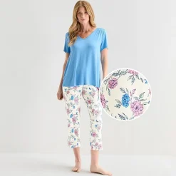 Liz Claiborne Cool and Calm Womens V-Neck Short Sleeve 2-pc. Pajama Set