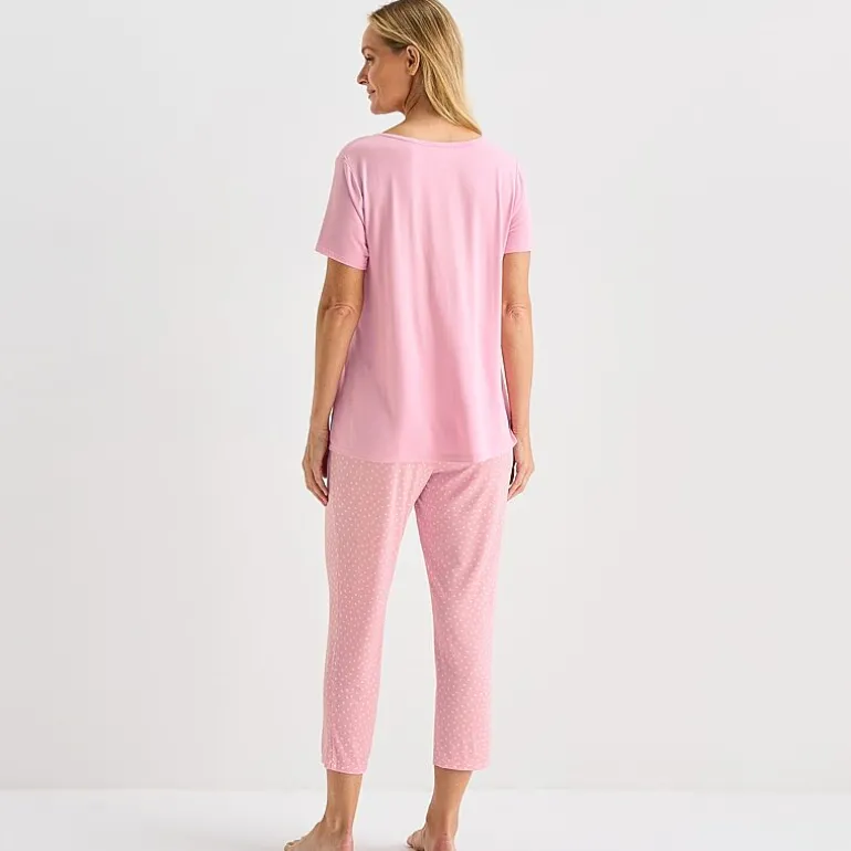 Liz Claiborne Cool and Calm Womens V-Neck Short Sleeve 2-pc. Pajama Set