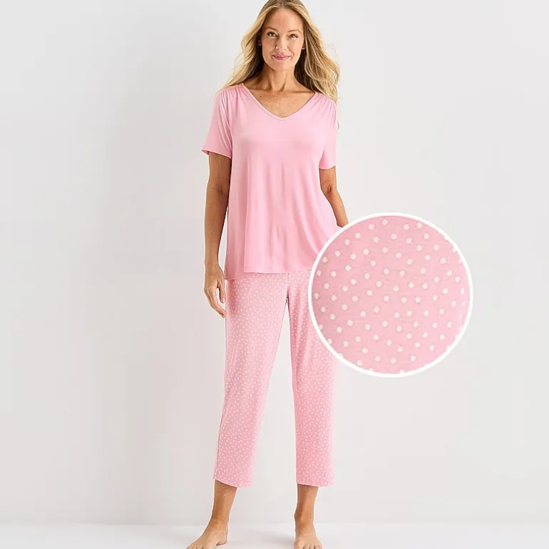 Liz Claiborne Cool and Calm Womens V-Neck Short Sleeve 2-pc. Pajama Set