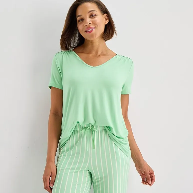 Liz Claiborne Cool and Calm Womens V-Neck Short Sleeve 2-pc. Pajama Set