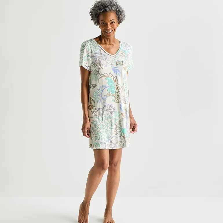 Liz Claiborne Cool and Calm Womens Short Sleeve Crew Neck Nightshirt