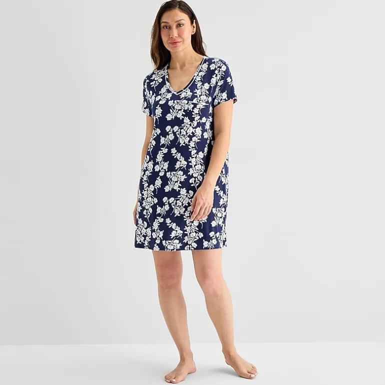 Liz Claiborne Cool and Calm Womens Short Sleeve Crew Neck Nightshirt