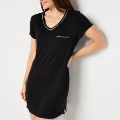Liz Claiborne Cool and Calm Womens Short Sleeve Crew Neck Nightshirt