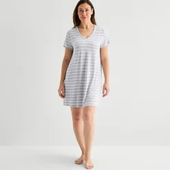 Liz Claiborne Cool and Calm Womens Short Sleeve Crew Neck Nightshirt