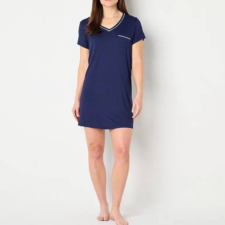 Liz Claiborne Cool and Calm Womens Short Sleeve Crew Neck Nightshirt