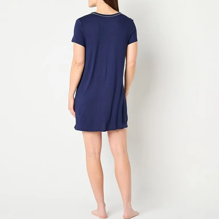 Liz Claiborne Cool and Calm Womens Short Sleeve Crew Neck Nightshirt