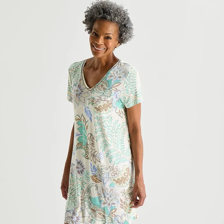 Liz Claiborne Cool and Calm Womens Short Sleeve Crew Neck Nightshirt