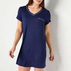 Liz Claiborne Cool and Calm Womens Short Sleeve Crew Neck Nightshirt