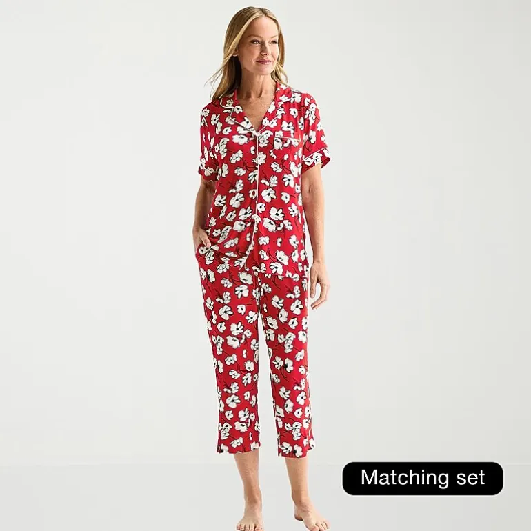 Liz Claiborne Cool and Calm Womens Short Sleeve Pajama Top