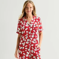 Liz Claiborne Cool and Calm Womens Short Sleeve Pajama Top