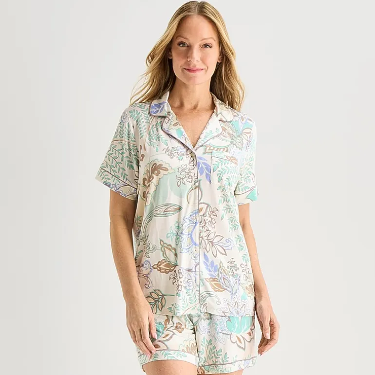 Liz Claiborne Cool and Calm Womens Short Sleeve Pajama Top