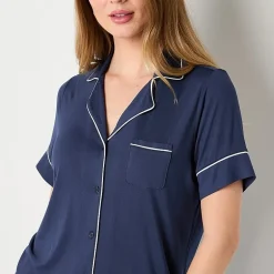 Liz Claiborne Cool and Calm Womens Short Sleeve Pajama Top