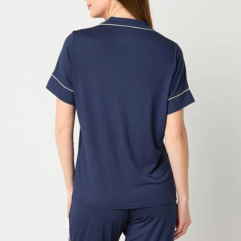 Liz Claiborne Cool and Calm Womens Short Sleeve Pajama Top