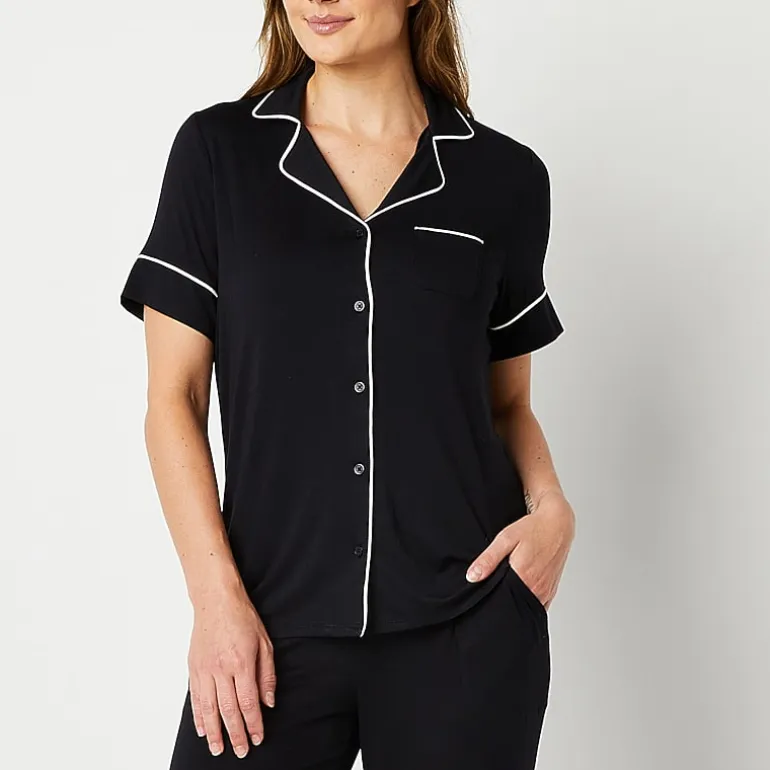 Liz Claiborne Cool and Calm Womens Short Sleeve Pajama Top