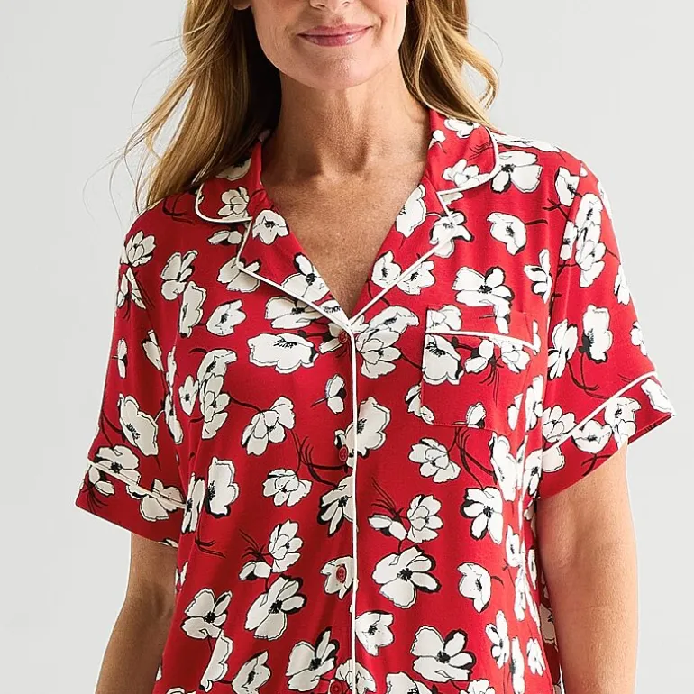 Liz Claiborne Cool and Calm Womens Short Sleeve Pajama Top