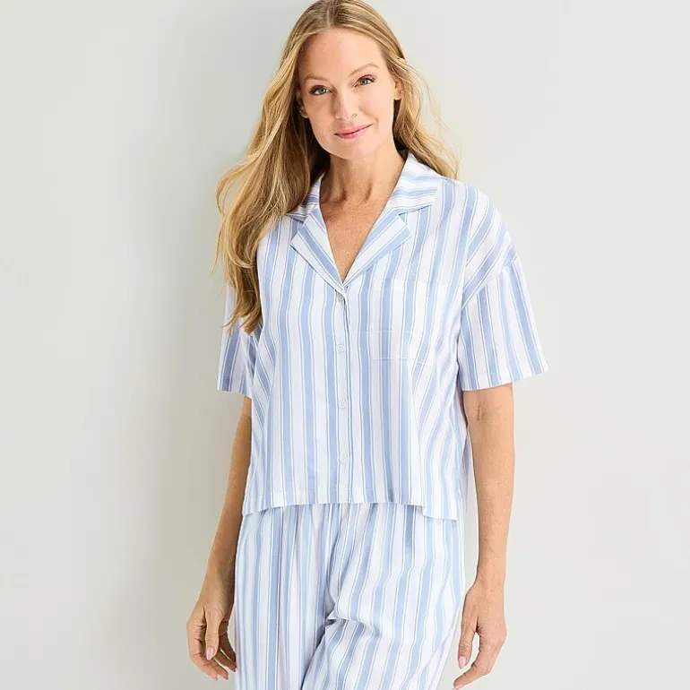 Liz Claiborne Cool and Calm Womens Short Sleeve 2-pc. Pajama Set