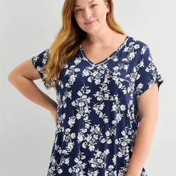 Liz Claiborne Cool and Calm Womens Plus Short Sleeve Crew Neck Nightshirt