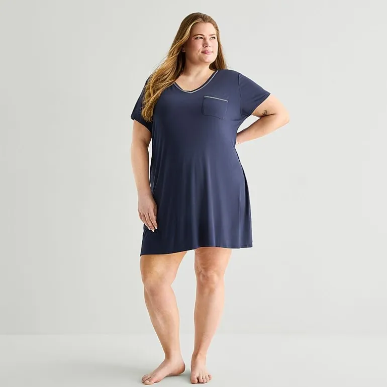 Liz Claiborne Cool and Calm Womens Plus Short Sleeve Crew Neck Nightshirt