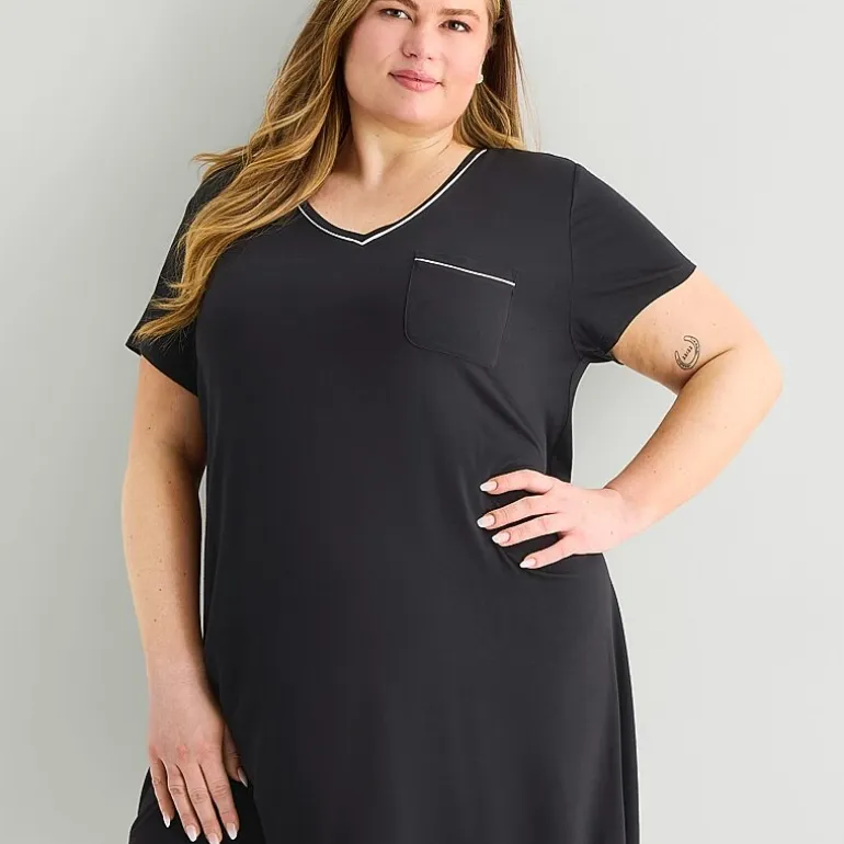 Liz Claiborne Cool and Calm Womens Plus Short Sleeve Crew Neck Nightshirt