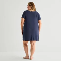 Liz Claiborne Cool and Calm Womens Plus Short Sleeve Crew Neck Nightshirt