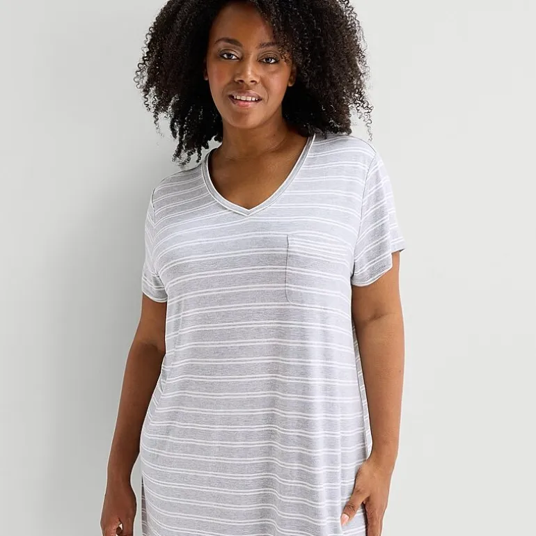 Liz Claiborne Cool and Calm Womens Plus Short Sleeve Crew Neck Nightshirt