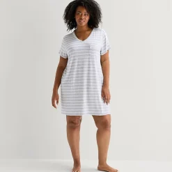 Liz Claiborne Cool and Calm Womens Plus Short Sleeve Crew Neck Nightshirt