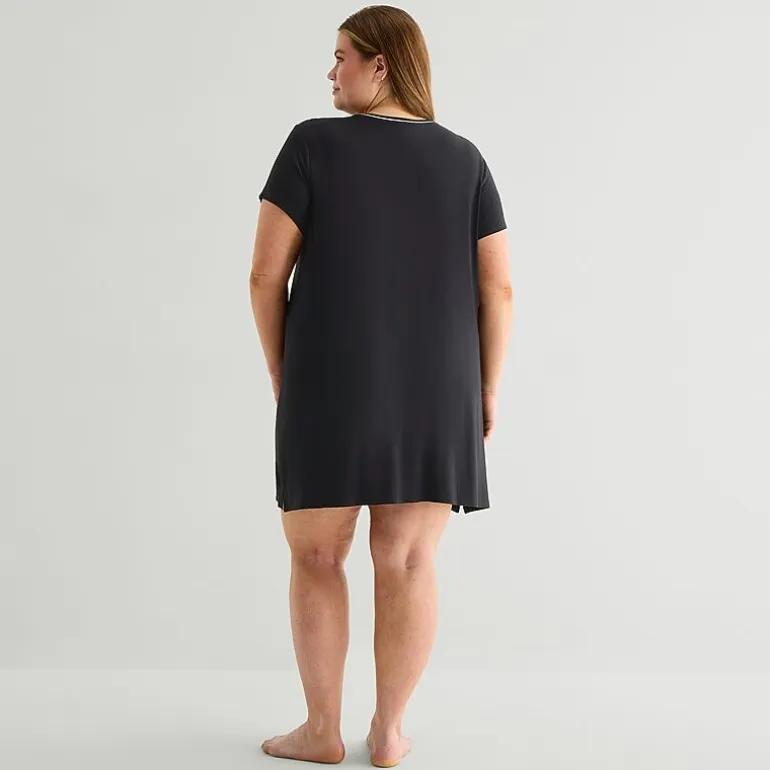 Liz Claiborne Cool and Calm Womens Plus Short Sleeve Crew Neck Nightshirt