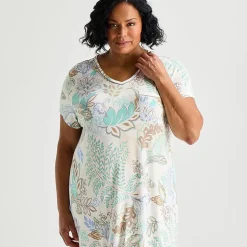 Liz Claiborne Cool and Calm Womens Plus Short Sleeve Crew Neck Nightshirt