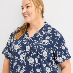 Liz Claiborne Cool and Calm Womens Short Sleeve 2-pc. Pajama Set