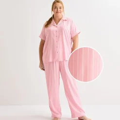 Liz Claiborne Cool and Calm Womens Short Sleeve 2-pc. Pajama Set