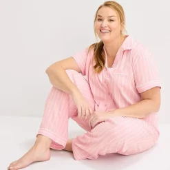 Liz Claiborne Cool and Calm Womens Short Sleeve 2-pc. Pajama Set