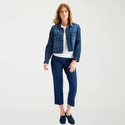 Liz Claiborne Denim Cropped Womens Denim Lightweight Cropped Jacket