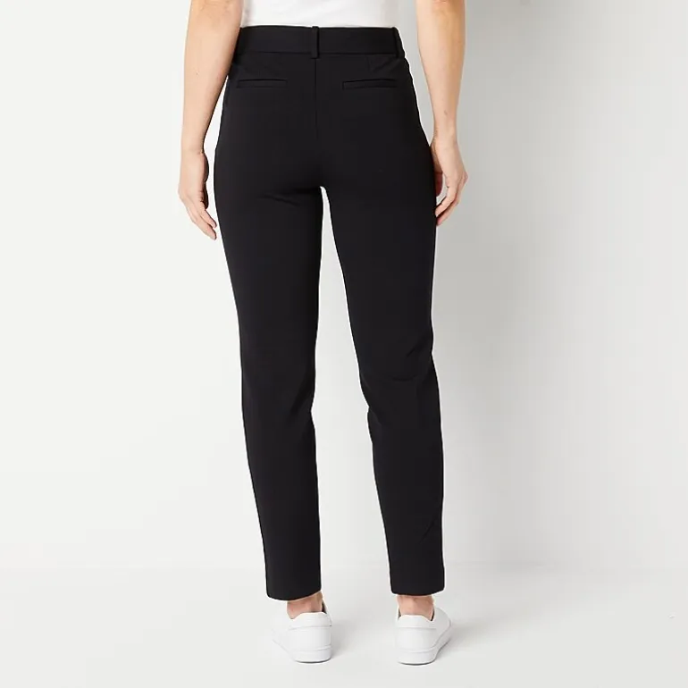 Liz Claiborne Emma Ponte Womens Tall Straight Mid Rise Ankle Pant