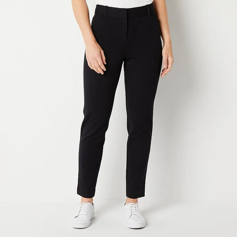 Liz Claiborne Emma Ponte Womens Tall Straight Mid Rise Ankle Pant