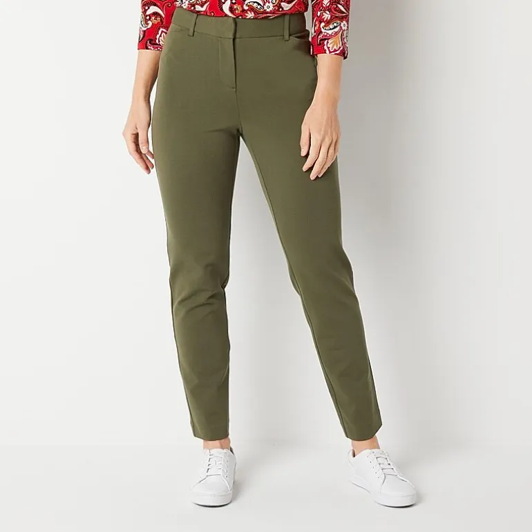 Liz Claiborne Emma Ponte Womens Tall Straight Mid Rise Ankle Pant
