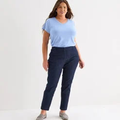 Liz Claiborne Emma Womens Plus Straight Mid Rise Ankle Pant