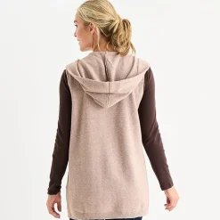 Liz Claiborne Knit Hooded Womens Sleeveless Vest