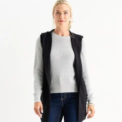 Liz Claiborne Knit Hooded Womens Sleeveless Vest
