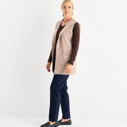 Liz Claiborne Knit Hooded Womens Sleeveless Vest