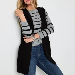 Liz Claiborne Knit Hooded Womens Sleeveless Vest