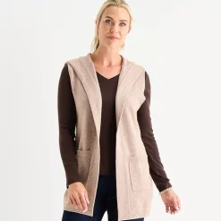 Liz Claiborne Knit Hooded Womens Sleeveless Vest