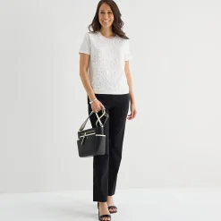 Liz Claiborne Lace Womens Crew Neck Short Sleeve Pullover Sweater