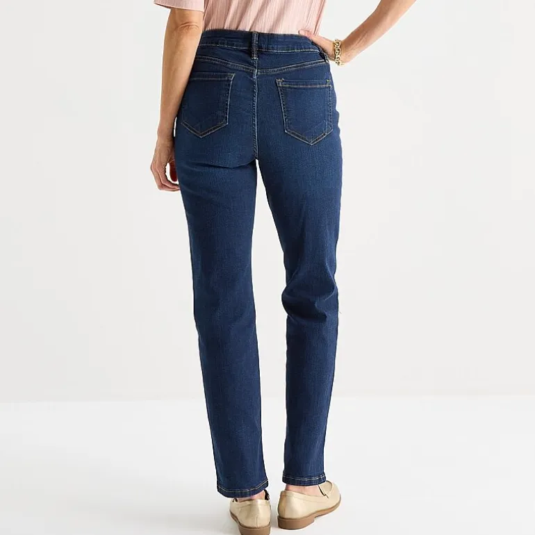 Liz Claiborne Lana Womens Petites Short High Rise Straight Leg Jean