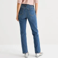 Liz Claiborne Lana Womens Petites Short High Rise Straight Leg Jean