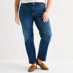 Liz Claiborne Lana Womens Plus High Rise Straight Leg Jean