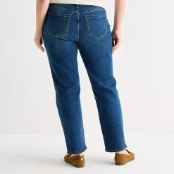 Liz Claiborne Lana Womens Plus High Rise Straight Leg Jean