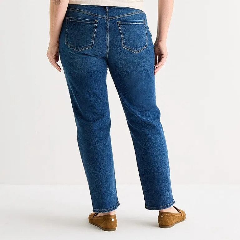 Liz Claiborne Lana Womens Plus High Rise Straight Leg Jean