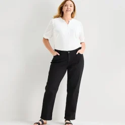 Liz Claiborne Lana Womens Plus High Rise Straight Leg Jean