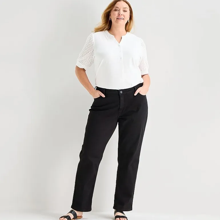 Liz Claiborne Lana Womens Plus High Rise Straight Leg Jean